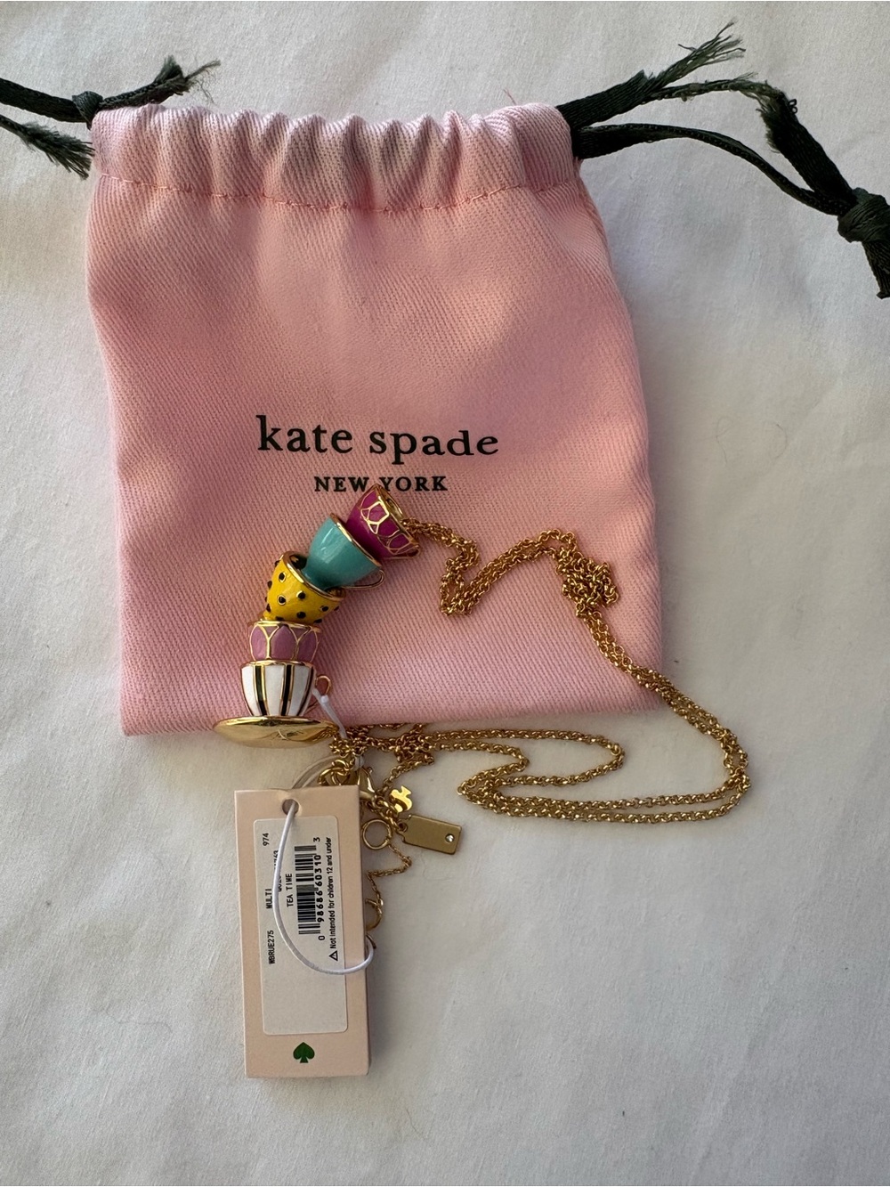 Adorable kate spade New York Colorful Teacup Stack Pendant Necklace